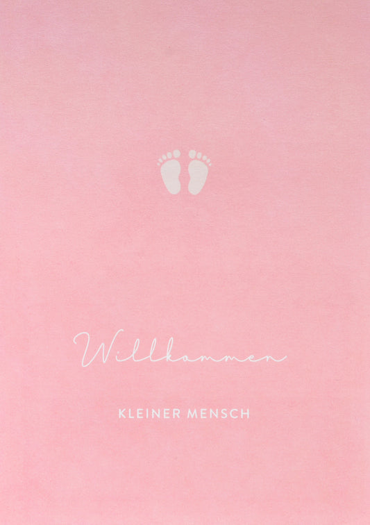 Klappkarte - Willkommen auf der Welt - rose